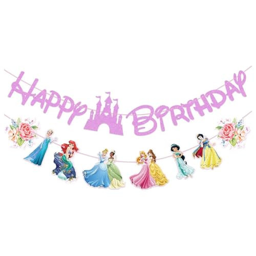 Pink Princess Birthday Banner for Girls, Princess Birthday Party Decoration For Girls Kids Party Baby Shower Decorations (Pink) | Amazon (US)