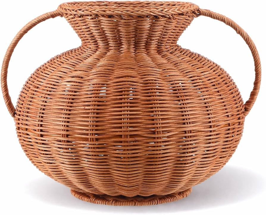 1 Pack Real Rattan Vase Farmhouse Boho Woven Vase for Flower Decoration Wick Flower Plant Weave B... | Amazon (US)