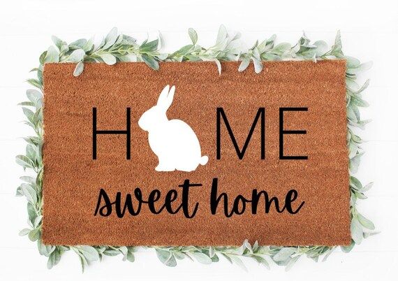 Home sweet home Rabbit doormat | Doormat | Cute Doormat | Rabbit Doormat | Easter Doormat | Farmh... | Etsy (US)