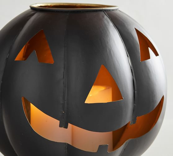 Black Handcrafted Metal Jack-O-Lanterns | Pottery Barn (US)