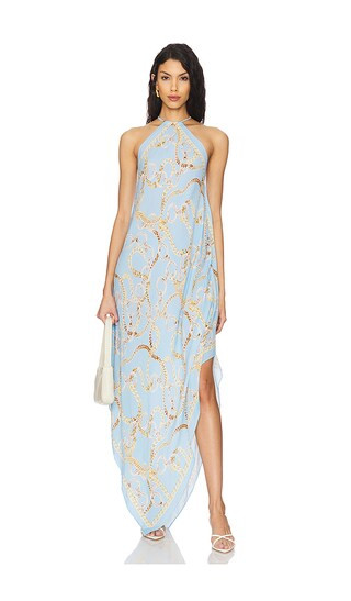 Elise Chain Halter Midi Dress in Sky | Revolve Clothing (Global)