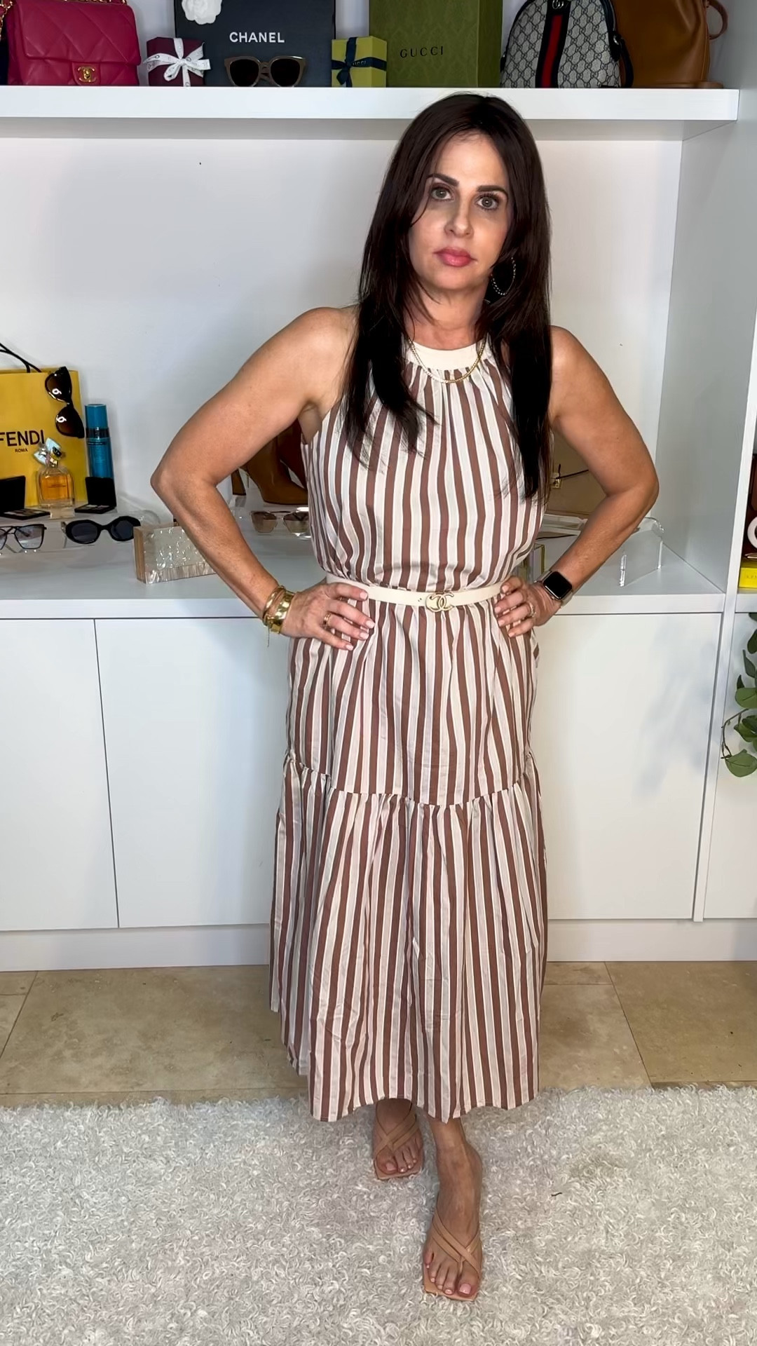 I love this halter dress. Wearing a sm
Heels are TTS 

#LTKStyleTip #LTKOver40 #LTKVideo