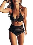 Dokotoo Womens Beach Sporty Athletic Vintage Cute High Waist Halter Padded Two Pieces Fashion Bikini | Amazon (US)