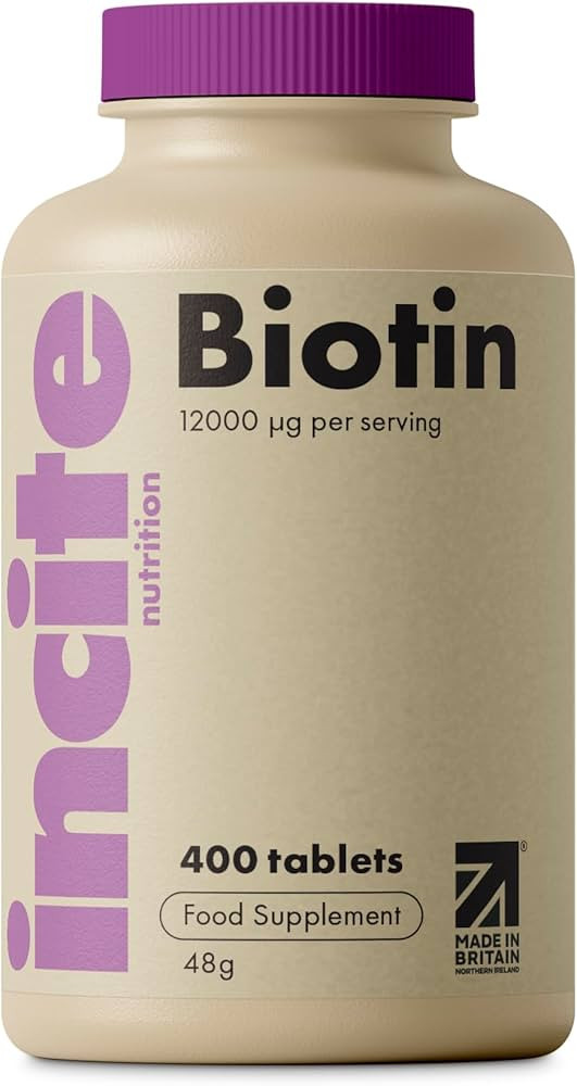 Incite Nutrition Biotin Hair Growth Support Supplement 12,000mcg - 400 Tiny 6mm Tablets (Full Yea... | Amazon (UK)