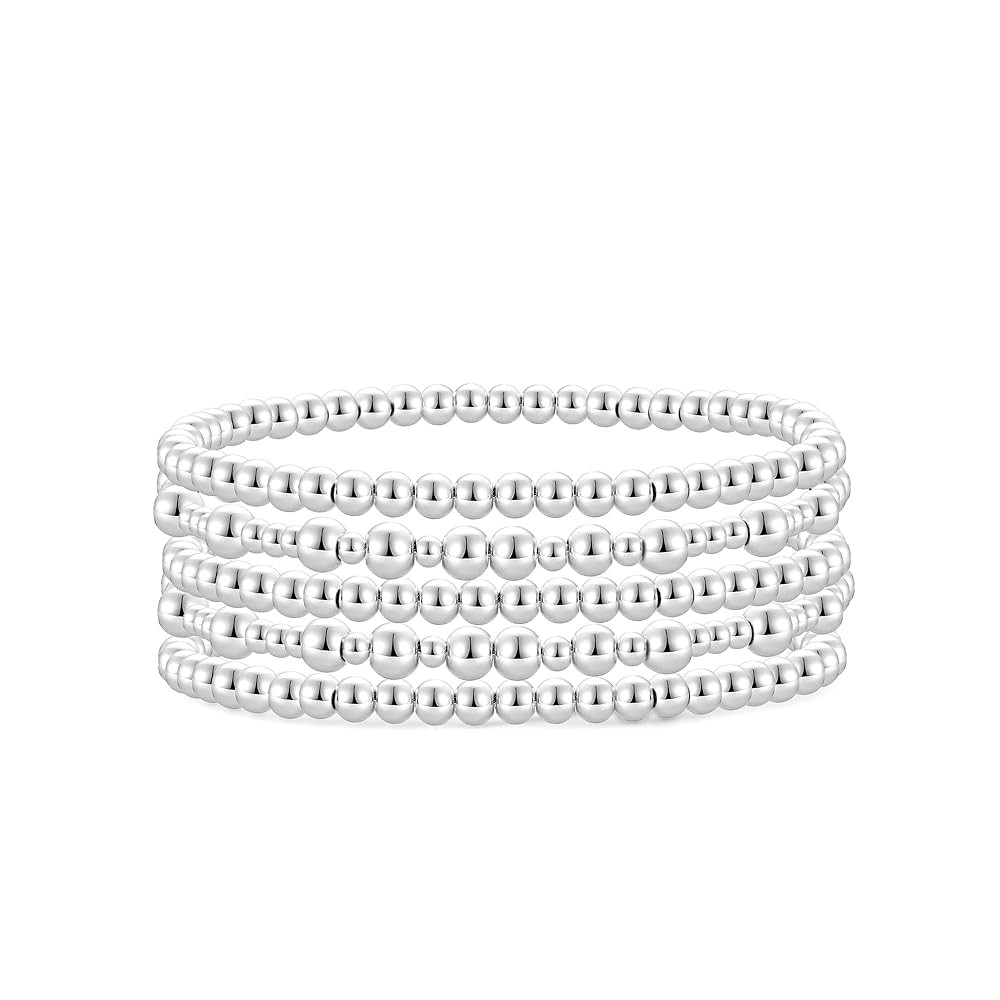 Badu Gold Plate Bead Bracelet for Women 14K Gold Plated Bead Ball Bracelet Stretchable Elastic Hy... | Amazon (US)