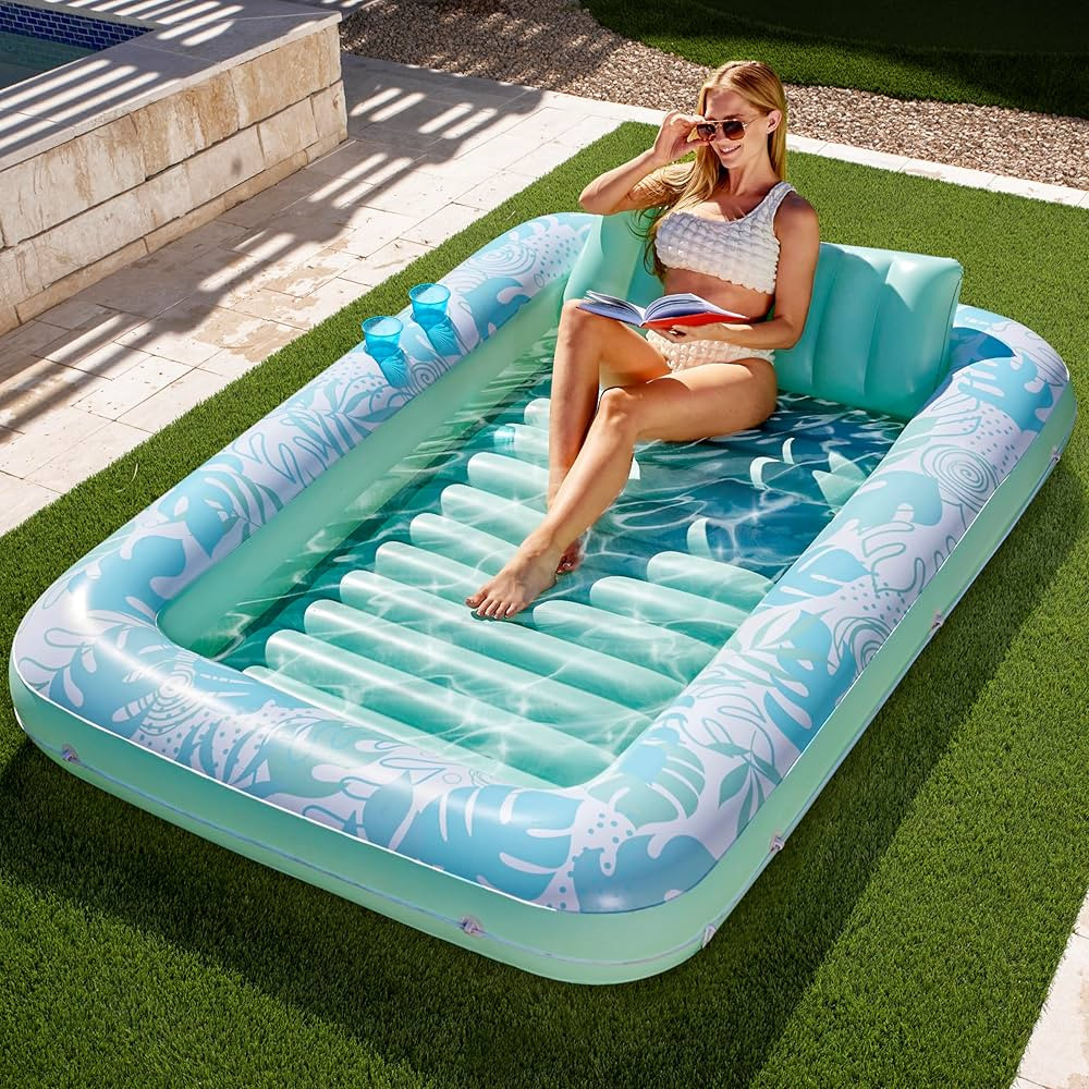 SLOOSH Inflatable Tanning Pool Lounger Float,85" x 57" Extra Large Pool Floats Adult with Pillow,... | Amazon (US)