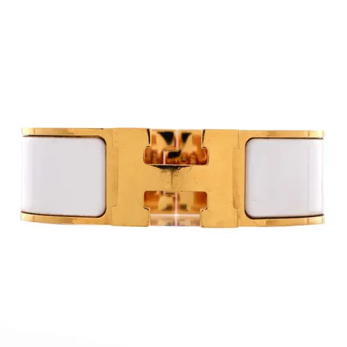 Pre-Owned Hermes Clic H Bracelet Enamel Wide in White at Nordstrom | Nordstrom