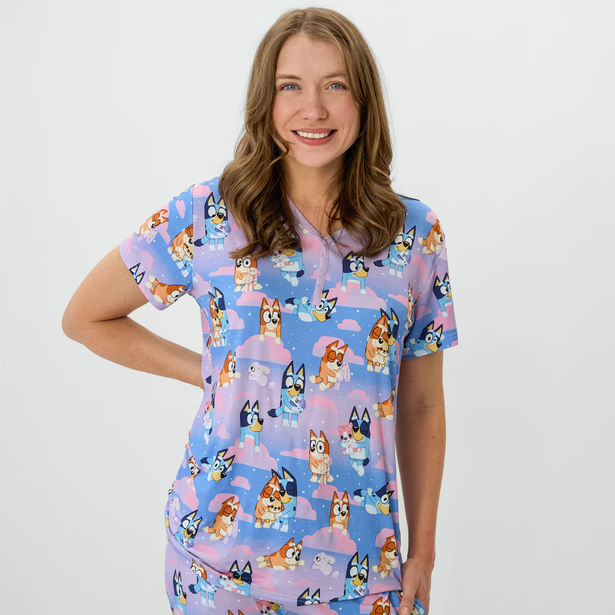 Bluey Purple Sleepytime Women's Short Sleeve Pajama Top | Little Sleepies