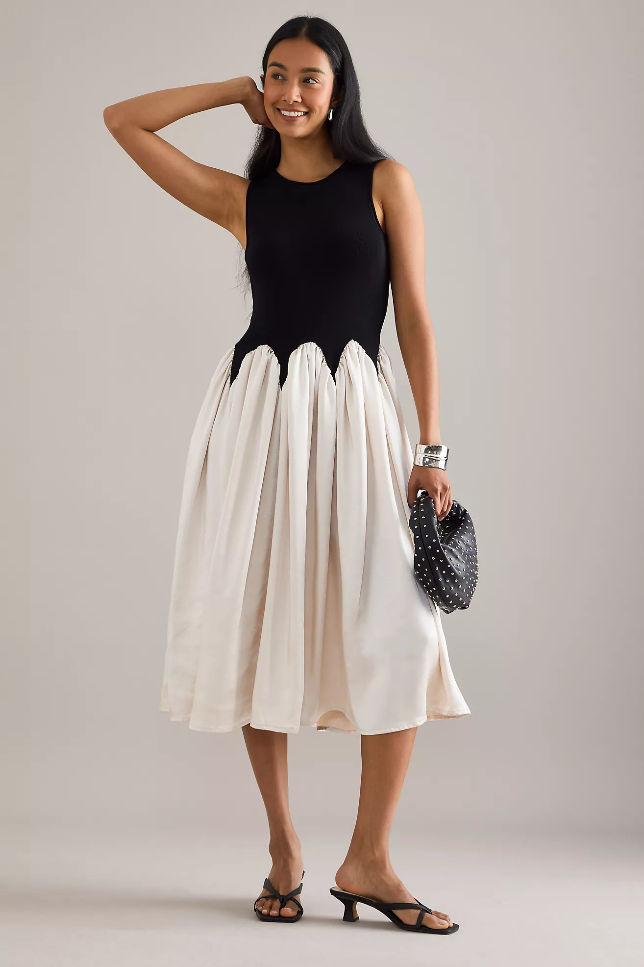 Siempre Michelle Sleeveless Colourblock Satin Midi Dress | Anthropologie (UK)