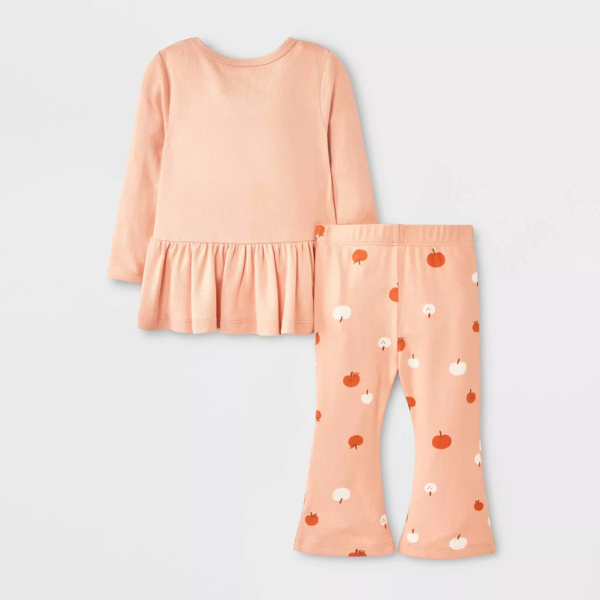 Baby Girls' 2pc Halloween Pumpkin Peplum Flared Leggings Set - Cat & Jack™ Peach Orange | Target