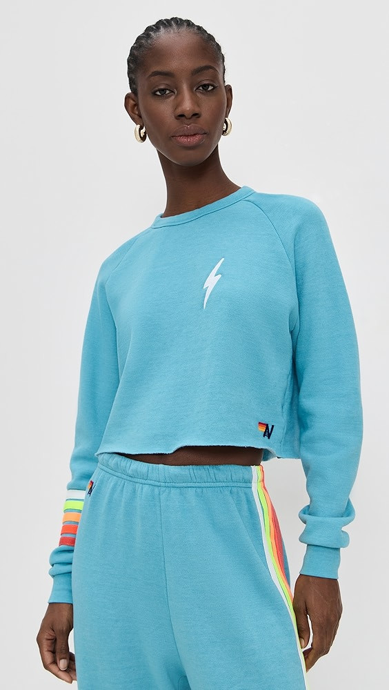 Bolt Rugby Stitch Cropped Crew Sweatshirt | Shopbop
