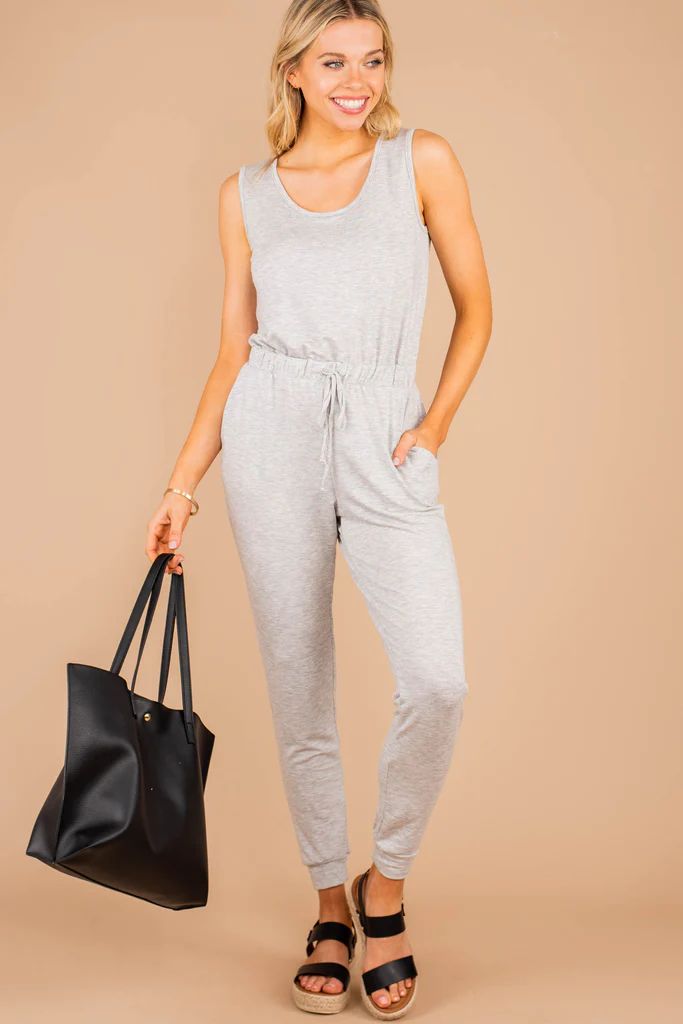 Feeling Closer To You Heather Gray Jumpsuit | The Mint Julep Boutique