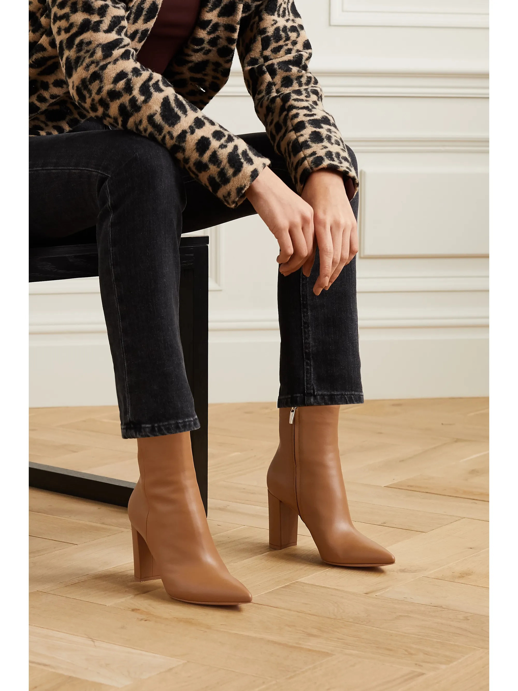 Beige Piper 85 leather ankle boots | Gianvito Rossi | NET-A-PORTER | NET-A-PORTER (UK & EU)