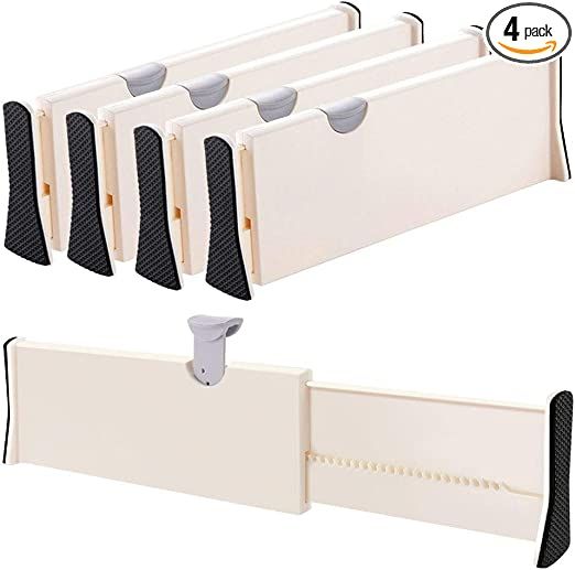 Drawer Dividers Organizer 4 Pack, Adjustable Separators 4" High Expandable from 11-17" for Bedroo... | Amazon (US)
