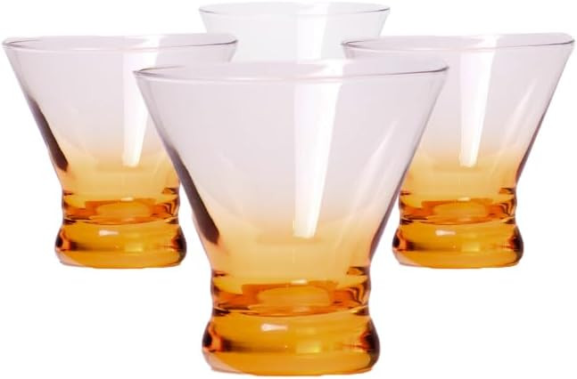 Stemless Colored Cocktail Glasses (Orange) | Martinis, Margaritas, any Drink | Bar, Table, or Par... | Amazon (US)