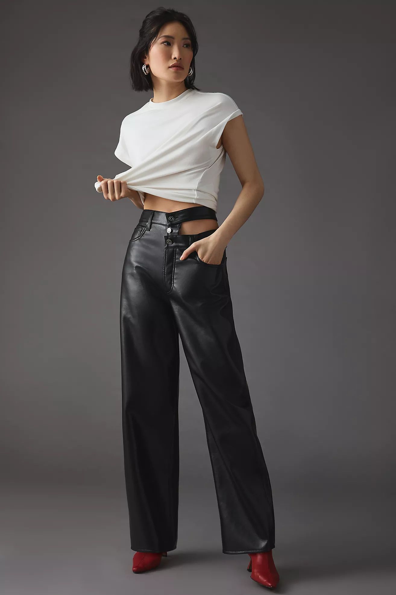 AGOLDE Recycled Leather Broken Waistband Jeans | Anthropologie (US)