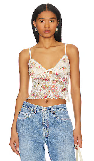 Fia Lace Cami Top in Cream Floral | Revolve Clothing (Global)