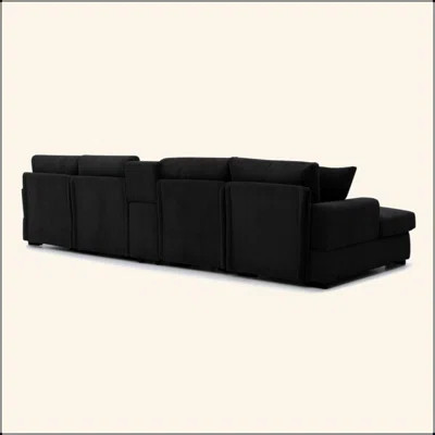 U Shaped Cloud Couch Sectional Sofa For Living Room,126" Oversized Comfy Cloud Sofa With Console,Cup Holder ,USB,Double Chaise | Wayfair North America