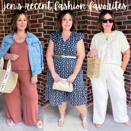 Recent favorite spring outfits that will transition to summer outfits! A great vacation outfit, travel outfit, and a gorgeous wedding guest dress option that looks like J.Crew but it’s Walmart - and it comes as a plus size dress or regular sizing. 

#LTKover40 #LTKfindsunder100 #LTKplussize