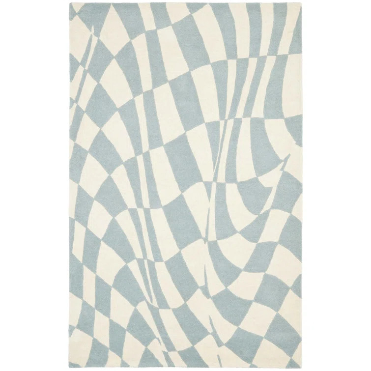 Amier Handmade Tufted Wool Blue/Ivory Rug | Wayfair North America