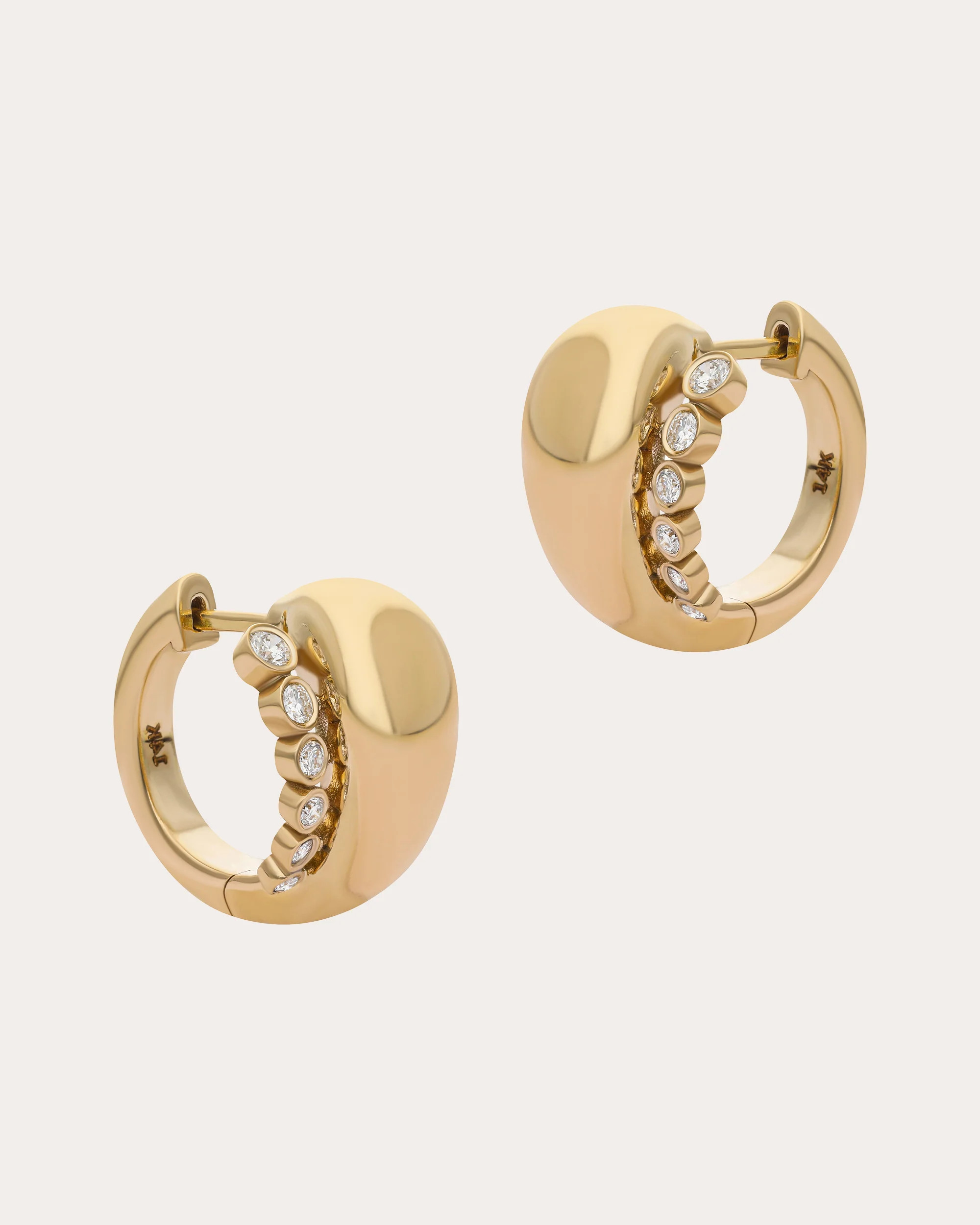 Diamond & 14k Gold Ethereal Venetian Hoop Earrings | Olivela