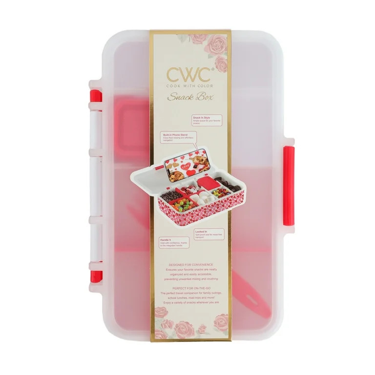 Cook with Color, Bento Box with 6 Compartments, Fork and Dressing Container Included, Reusable Lu... | Walmart (US)