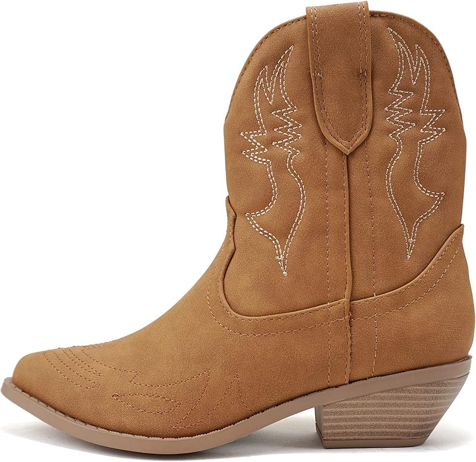 Soda Rigging-S Women Cowgirl Cowboy Western Stitched Ankle Boots Pointed Toe Short Booties | Amazon (US)