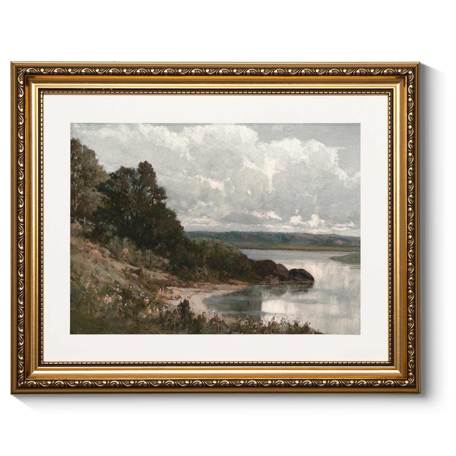 ARPEOTCY Vintage Gold Framed Wall Art, Retro Seaside Landscape Paintings, Canvas Prints Pictures ... | Amazon (US)