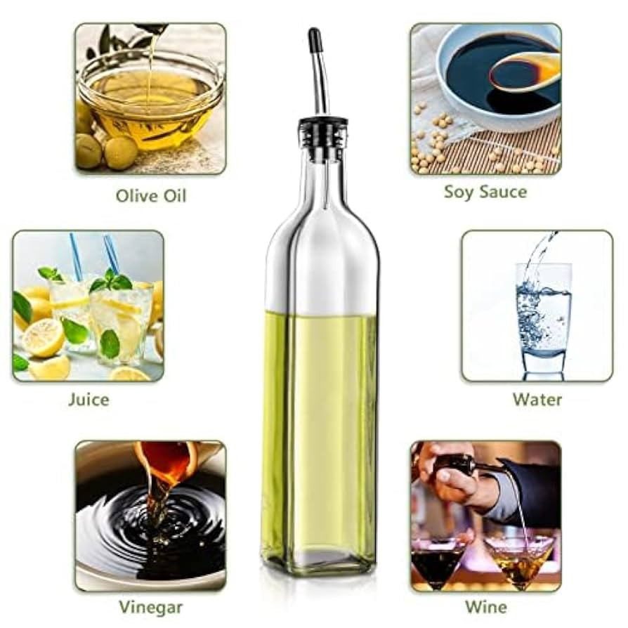 Olive Oil Dispenser Bottle, 2 Pcs Glass Olive Oil Dispenser and Vinegar Dispenser Set with 2 Stai... | Amazon (US)