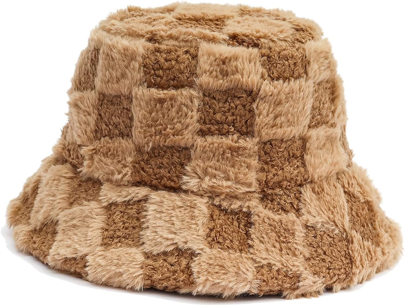 Fuzzy Bucket Hat for Women Furry Fur Bucket Hat Winter Warm Plush Fisherman Fluffy Sherpa Bucket ... | Amazon (US)