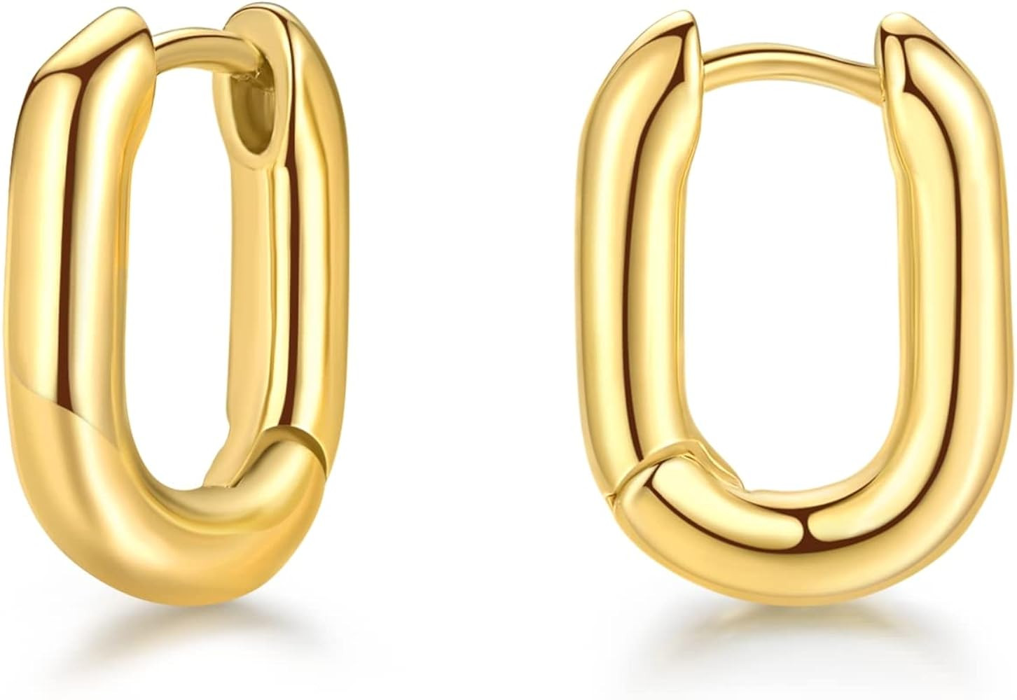 Small Hoop Earrings Square Huggie Hoop Earrings Chunky Small Hoops Thick Hoop Earrings for Women ... | Amazon (US)