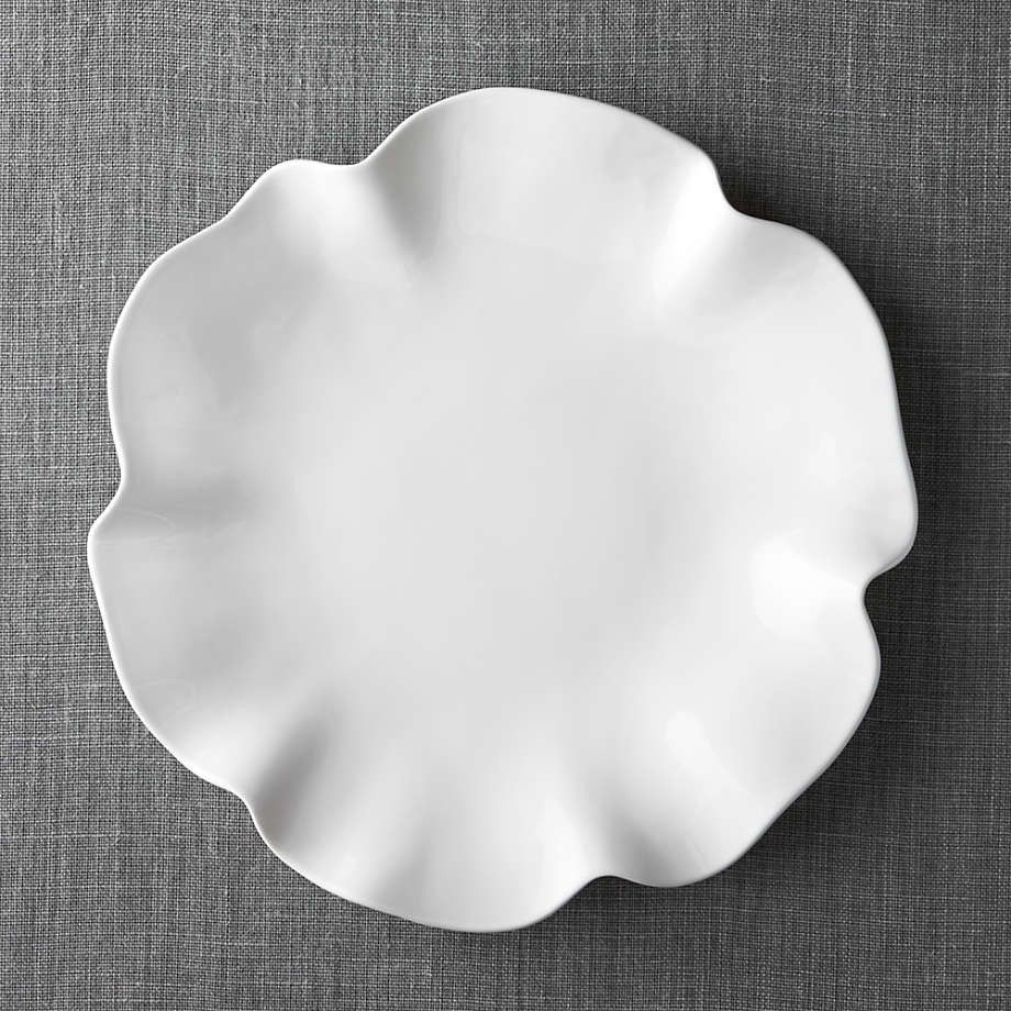 White Ruffle 16" Platter + Reviews | Crate & Barrel | Crate & Barrel