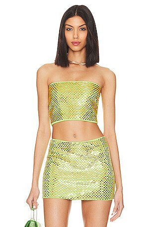 Koko Skirt in Lime Punch | Green Sequin Skort | Green Sequin Skirt Set | Green Sequin Top | Revolve Clothing (Global)