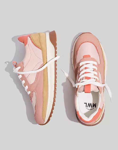 Kickoff Trainer Sneakers in (Re)sourced Nylon and Pink Nubuck | Madewell