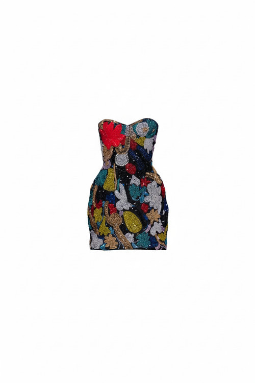 Chuks Collins Embroidered Corset Mini Amber Dancing Collection in Tropical Colors at Nordstrom, Size Medium | Nordstrom