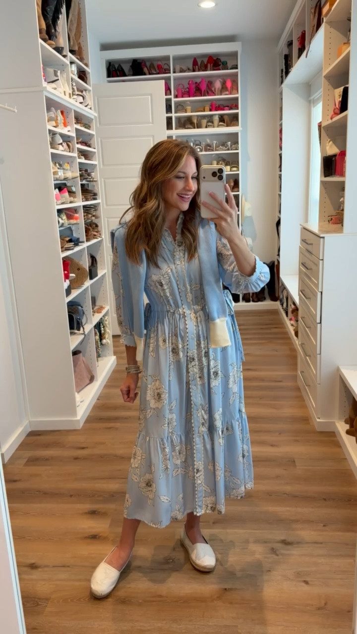 In a small dress, medium cardigan, espadrille flats and accessories for spring - fits tts.

#LTKSeasonal #LTKgrwm #LTKootd