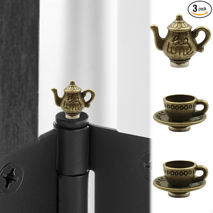 Hinge Head Tea Cup Set of 3 - Door Hinge Heads Decorative Topper Miniature - Cottagecore Magnetic... | Amazon (US)