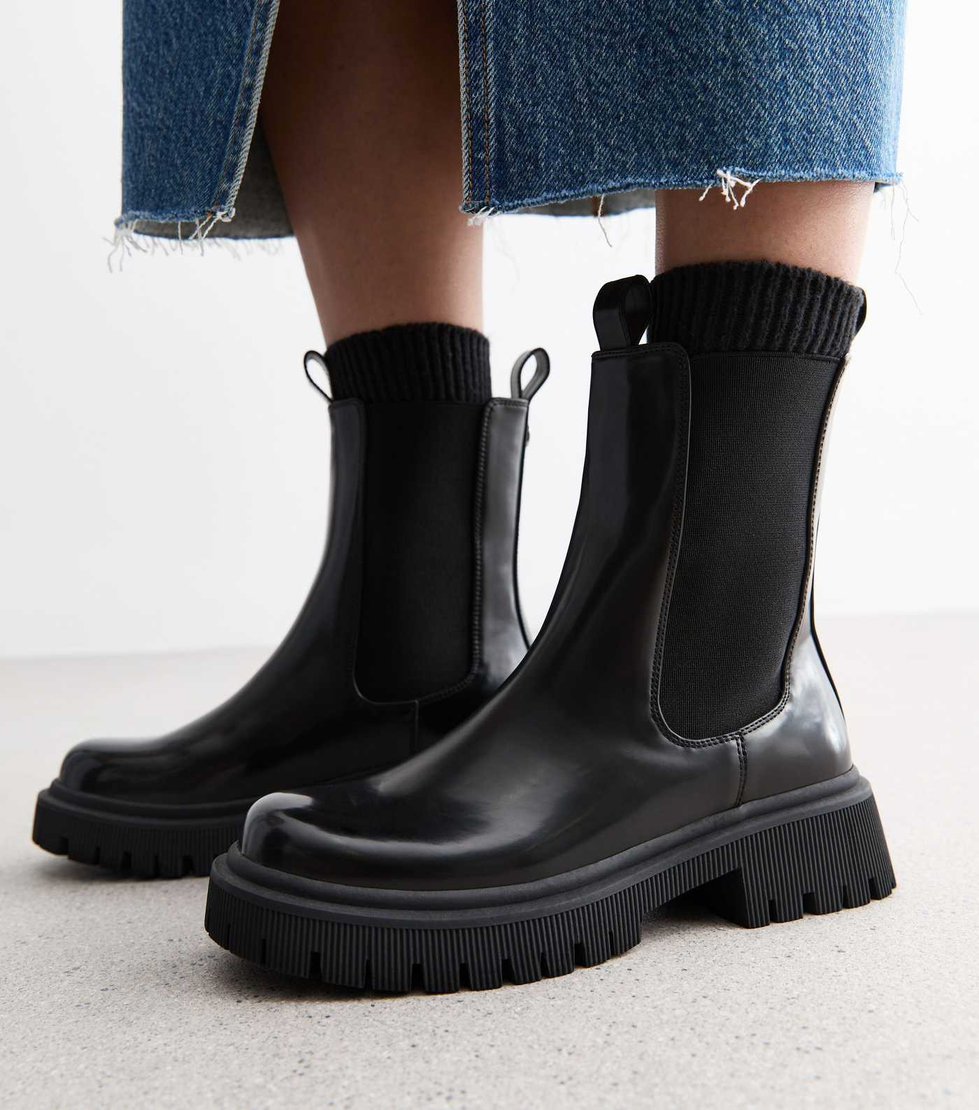 Black Leather-Look Chunky Chelsea Ankle Boots
						
						Add to Saved Items
						Remove from S... | New Look (UK)