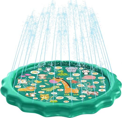 SoulFox Splash Pad, 68" Sprinkler Mat for 1-12 Ages Baby Kids Girls Boys, Fun Backyard Toddler Wa... | Amazon (US)