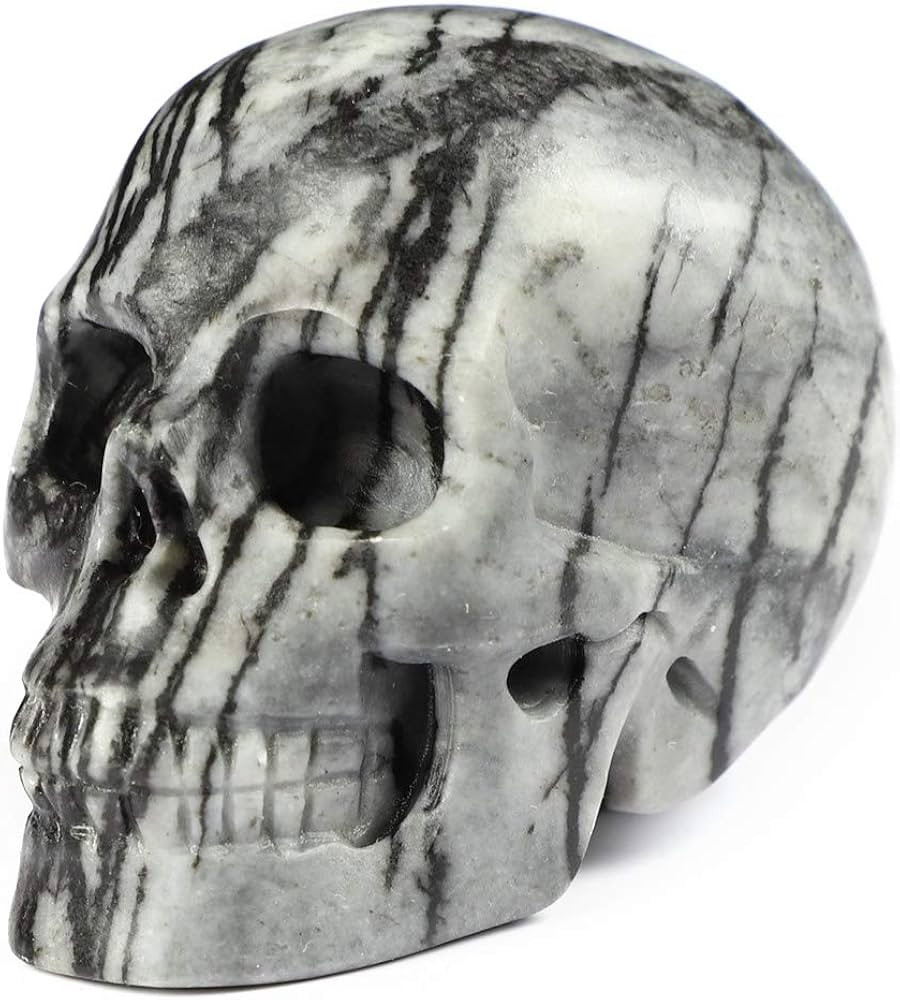 Skullis 2.0" Black Picasso Jasper Crystal Skull, Hand Carved Gemstone Fine Art Sculpture, Reiki H... | Amazon (US)