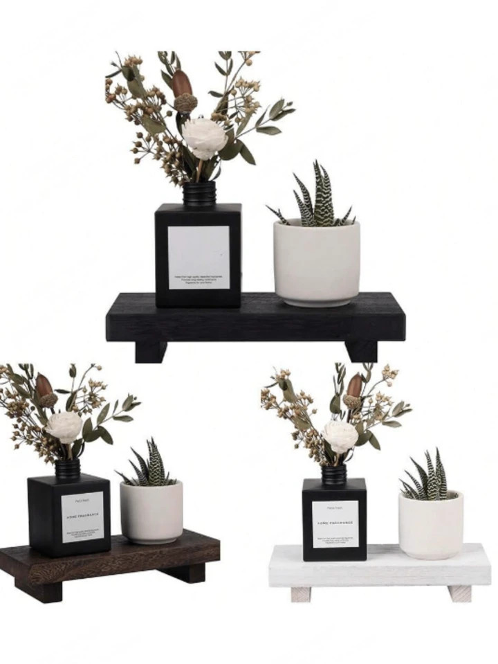 Trends1/2pcs Small Wood Tray Pedestal Stand Plant Holder Farmhouse Bathroom Decor Decorative Wood... | SHEIN