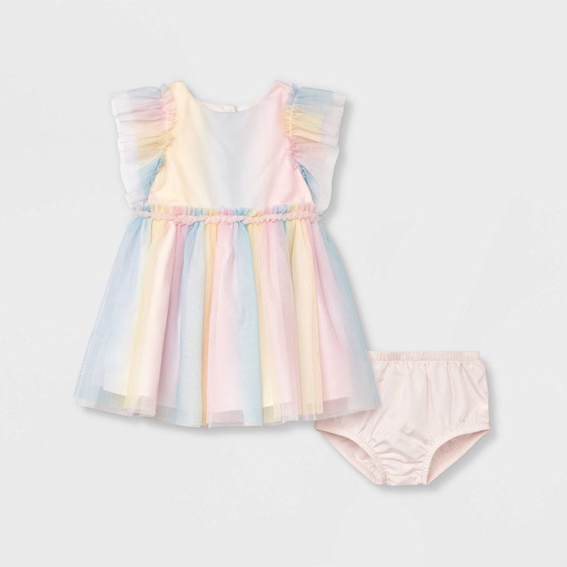 Mia & Mimi Baby Girls' Rainbow Mesh Dress | Target