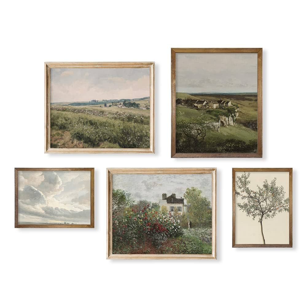 Vintage Modern Farmhouse Wall Decor - Green Cottagecore Room Decor - Aesthetic Spring Summer Land... | Amazon (US)