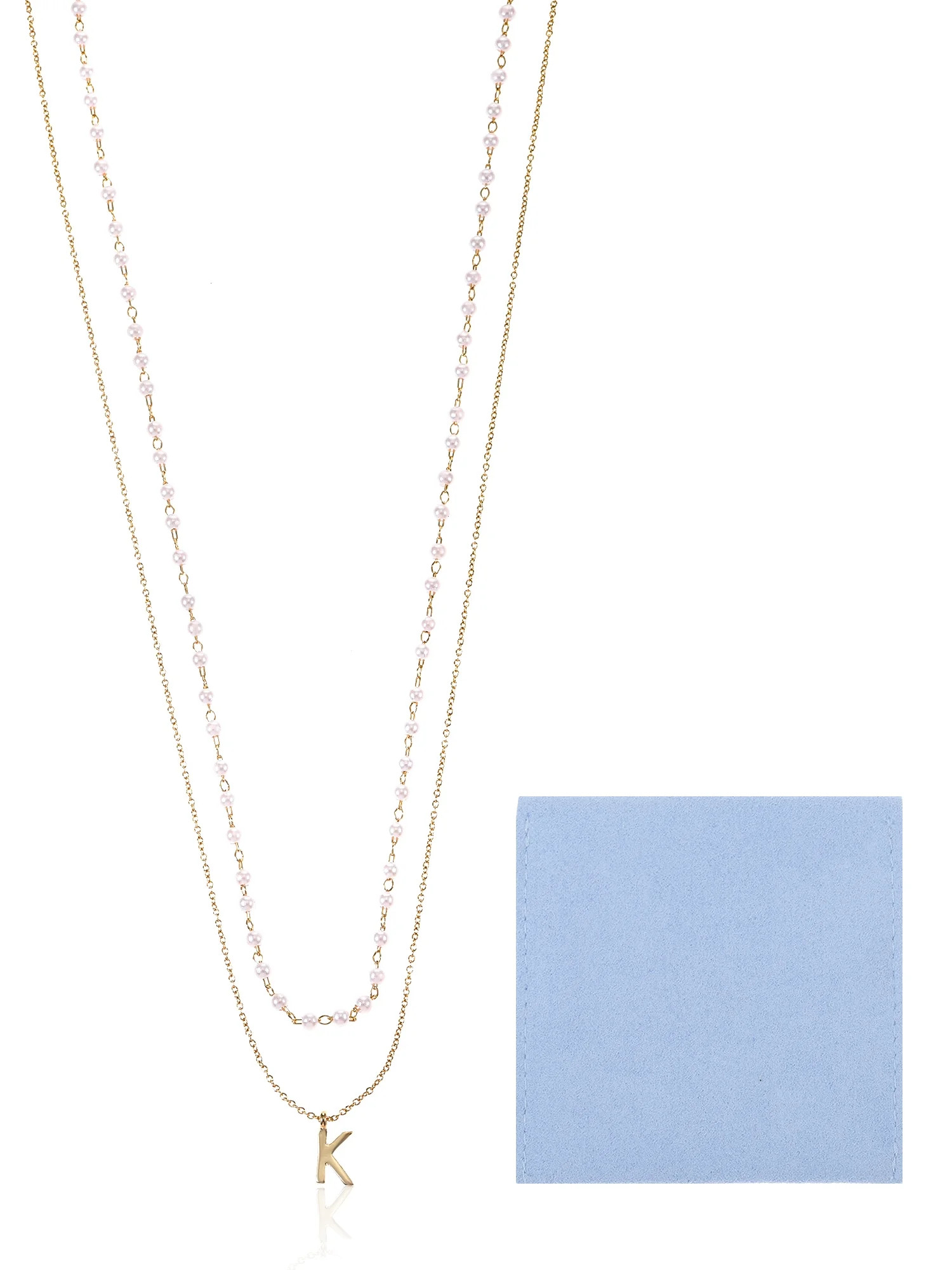 Time and Tru Goldtone Initial Letter Necklace Set, 2 Pieces, Letter K | Walmart (US)