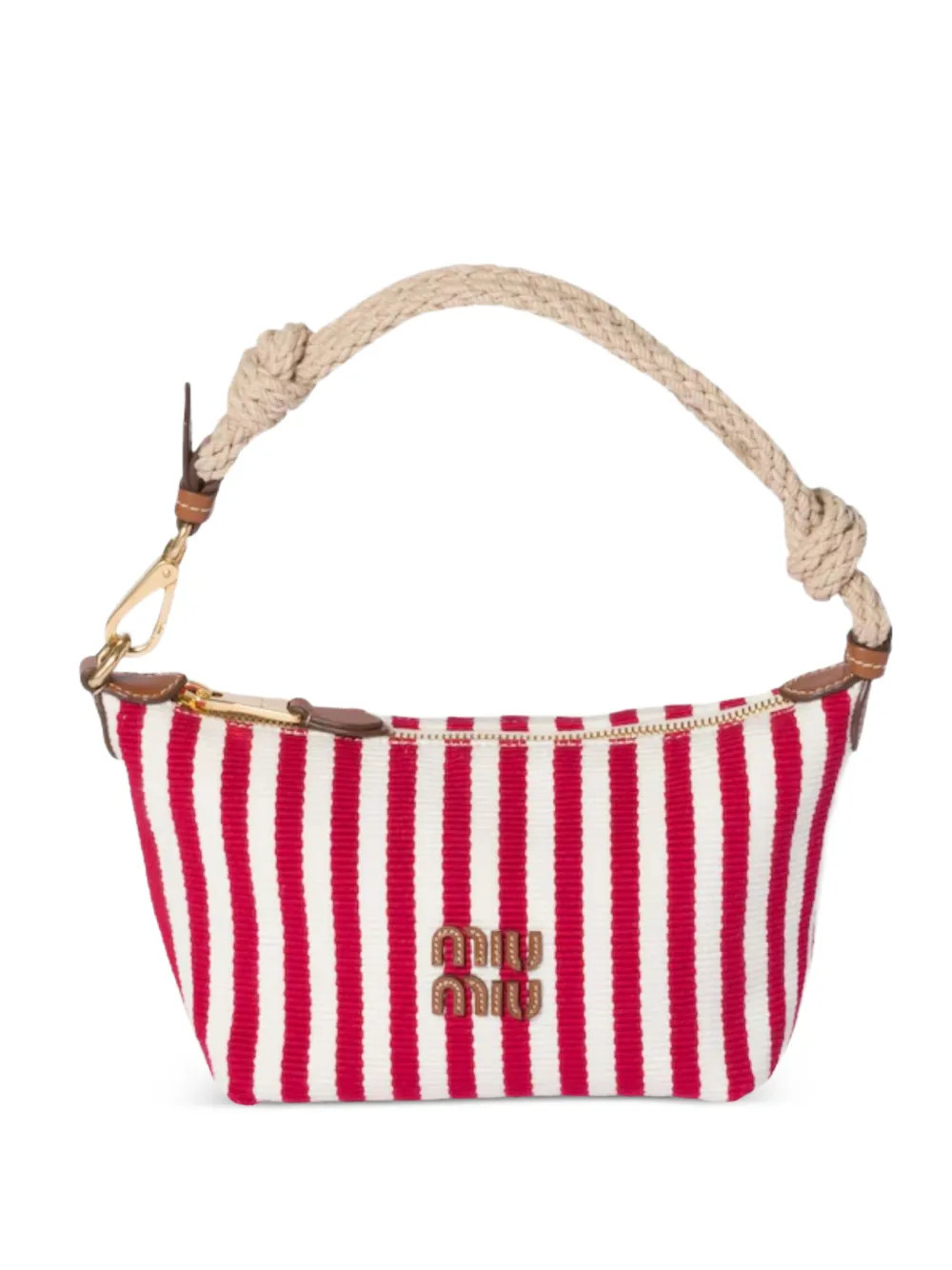 Miu Miu Striped rope-handle Mini Bag | Red | FARFETCH IE | Farfetch Global