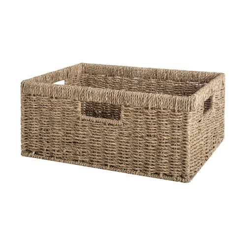 StorageWorks Large Wicker Baskets for Organizing, Seagrass Storage Basket with Built-in Handles f... | Amazon (US)