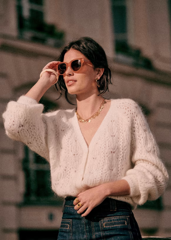 Joia Cardigan - Ecru - Super kid mohair - Sézane | Sezane Paris
