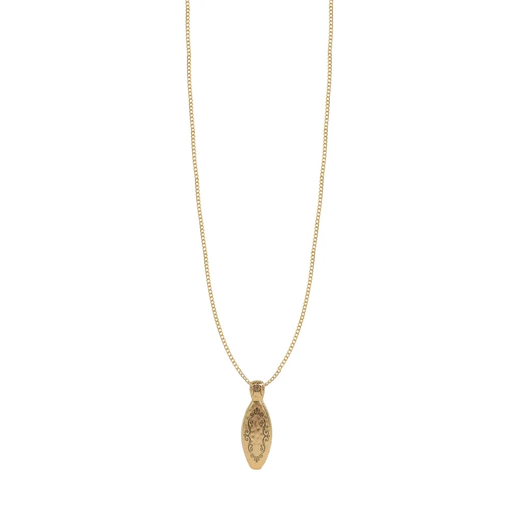 The Pioneer Woman Adult Female Gold-Tone Metal Textured Teardrop Pendant Necklace | Walmart (US)