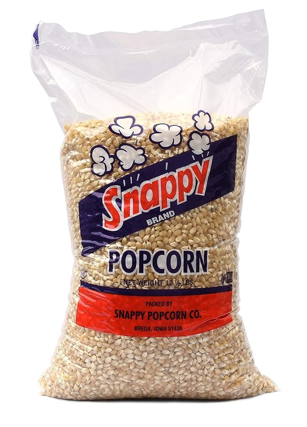Snappy White Popcorn Kernels for Popping with Popcorn Machine, Air Popper or Stove Top, 12.5 lbs | Amazon (US)