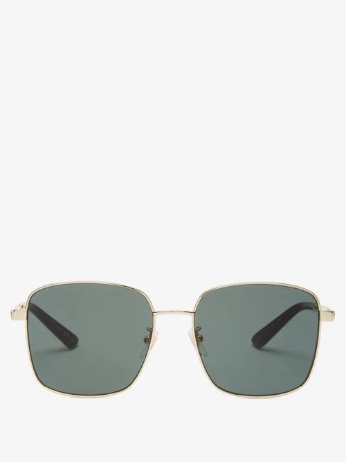 Gucci - Square Metal Sunglasses - Womens - Gold | Matches (US)